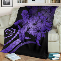 Hawaii Turtle Hibiscus Polynesian Vintage Premium Blanket - Purple - Polynesian Pride