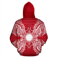 Marshall Islands Polynesian ll Over Hoodie Map Red White - Polynesian Pride