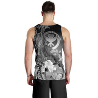 Polynesian Hawaii Custom Personalised Men's Tank Top - Kanaka Maoli Humpback Whale with Tropical Flowers (White) - Polynesian Pride