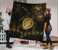 Hawaiian Turtle Hibiscus - Premium Quilt - Flora Style - Polynesian Pride