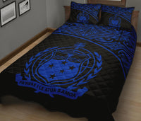 Samoa Quilt Bed Set - Samoa Coat Of Arms Polynesian Blue Curve Version - Polynesian Pride