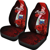Samoa Polynesian Car Seat Covers - Coat Of Arm With Hibiscus - Polynesian Pride
