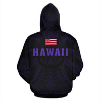 Polynesian Kamapuaa Flag of Hawaii Zip Hoodie Purple Hawaiian Mythology Style - Polynesian Pride