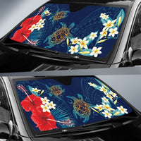 Hawaiian Turtle Hibiscus Polynesian Car Sun Shade - Blue - Edna Style - AH - Polynesian Pride