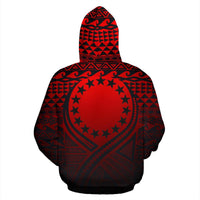 Cook Islands All Over Zip up Hoodie Lift up Red - Polynesian Pride