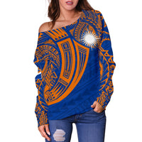 Marshall Islands Polynesian Women's Off Shoulder Sweater - Tribal Tattoo - Polynesian Pride