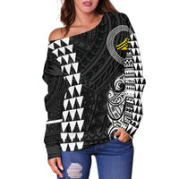 Hawaii Mauna Kea Polynesian Women's Off Shoulder Sweater - White - Polynesian Pride