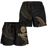 Tahiti Polynesian Women's Short - Gold Tribal Wave - Polynesian Pride