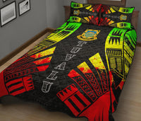 Tuvalu Quilt Bed Set - Tuvalu Coat Of Arms Reggae Tattoo Style - Polynesian Pride