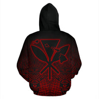 Hawaii Kanaka Polynesian Zipper Hoodie Red Neon Style - Polynesian Pride