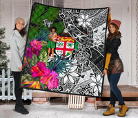 Fiji Premium Quilt - Turtle Plumeria Banana Leaf Crest - Polynesian Pride