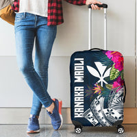 Hawaii Luggage Cover - Polynesian Hibiscus with Summer Vibes Blue - Polynesian Pride