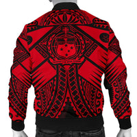 Samoa Polynesian Men's Bomber Jacket - Samoa Red Seal with Polynesian Tattoo - Polynesian Pride