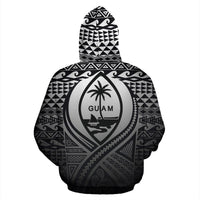 Guam All Over Zip up Hoodie Lift up Black - Polynesian Pride