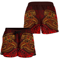 Pohnpei Women's Shorts - Red Shark Polynesian Tattoo - Polynesian Pride