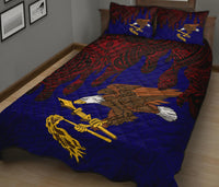 American Samoa Quilt Bed Set - American Samoa Flag Polynesian Tattoo Melting Style - Polynesian Pride