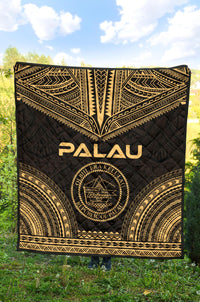 Palau Premium Quilt - Palau Seal Polynesian Chief Gold Version - Polynesian Pride