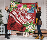 FSM Polynesian Premium Quilt - Summer Plumeria (Red) - Polynesian Pride