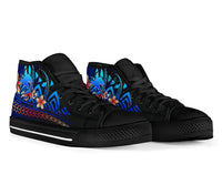 Papua New Guinea High Top Shoes Blue - Vintage Tribal Mountain - Polynesian Pride