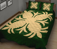 Hawaiian Quilt Bed Set Royal Pattern - Green - A2 Style - Polynesian Pride