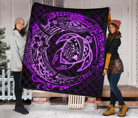 Hawaiian Turtle Polynesian Purple Premium Quilt - Polynesian Pride