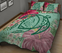 Hawaii Turtle Hibiscus Plumeria Quilt Bed Set - Hug Style - Polynesian Pride