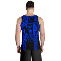 Polynesian Men's Tank Top, Maui Tattoo Polynesian Patterns (Blue) - Polynesian Pride