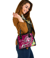 Tonga Custom Personalised Shoulder Handbag - Turtle Plumeria (Pink) - Polynesian Pride