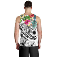 Marshall Islands Polynesian Men's Tank Top - Summer Plumeria (White) - Polynesian Pride