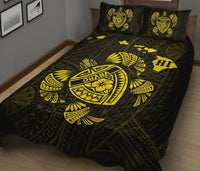 Hawaii Turtle Hibicus Map Quilt Bed Set - Yellow - Polynesian Pride
