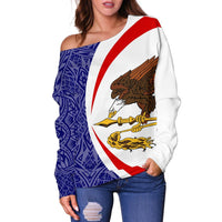 American Samoa Women's Off Shoulder Sweater - Circle Style 01 - Polynesian Pride