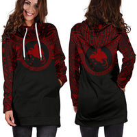 Papua New Guinea 1 Women Hoodie Dress - Papua New Guinea 1 Coat Of Arms Polynesian Red Black - Polynesian Pride