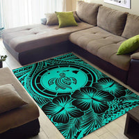 Hawaii Map Honu Hibiscus Polynesian Area Rug AH - Polynesian Pride