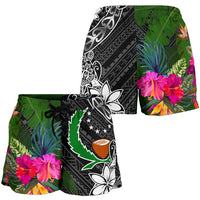 Pohnpei Women Shorts - Turtle Plumeria Banana Leaf - Polynesian Pride