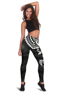 Marshall Islands Polynesian Leggings (Women) - White Turtle - Polynesian Pride