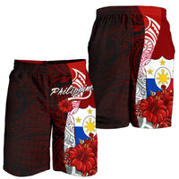 Philippines Polynesian Men's Shorts - Coat Of Arm With Hibiscus - Polynesian Pride