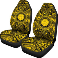 Northern Mariana Islands Car Seat Cover - Northern Mariana Islands Coat Of Arms Polynesian Gold Black - Polynesian Pride