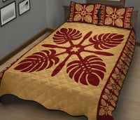 Hawaiian Quilt Pattern Palm Tree Symbol Quilt Bed Set - Polynesian Pride