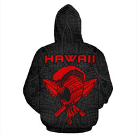 Polynesian Kakau Helmet Weapon Red Kanaka Warrior Hoodie - Polynesian Pride