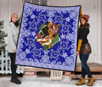 Hawaii Polynesian Premium Quilt - Hawaiian Dancing Girl Blue - Polynesian Pride