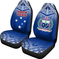 Samoa Custom Personalised Car Seat Covers - Samoa Flag Coat Of Arms Polynesian Tattoo Fog Blue - Polynesian Pride