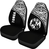 Tonga Car Seat Covers - Tonga Coat Of Arms Polynesian Tattoo White Curve - Polynesian Pride