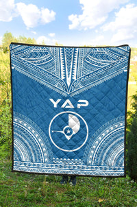Yap Premium Quilt - Yap Flag Polynesian Chief BLue Version - Polynesian Pride