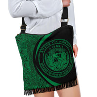 Hawaii Coat Of Arms Polynesian Crossbody Boho Handbag - Circle Style Green - Polynesian Pride