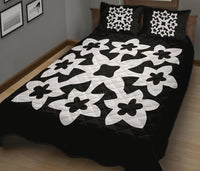 Hawaiian Quilt Bed Set Royal Pattern - Black And White - A1 Style - Polynesian Pride