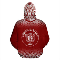 Niue All Over Zip up Hoodie Fog Red - Polynesian Pride