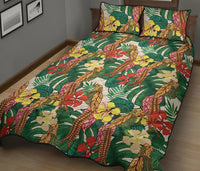 Hawaii Quilt Bed Set Tropical Leaves Flowers And Birds Floral jungle AH - Polynesian Pride