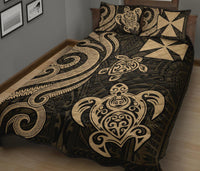 Wallis and Futuna Quilt Bed Set - Gold Tentacle Turtle - Polynesian Pride