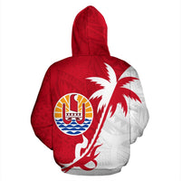 Tahiti Polynesian Zip up Hoodie Tahiti Flag Coconut Tree - Polynesian Pride