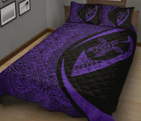 Hawaii Turtle Fish Hook Polynesian Quilt Bed Set Purple - Circle Style - Polynesian Pride